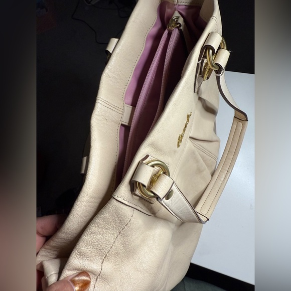 Coach Ashley Leather Carryall Shoulder Bag Beige Cream - Picture 9 of 10